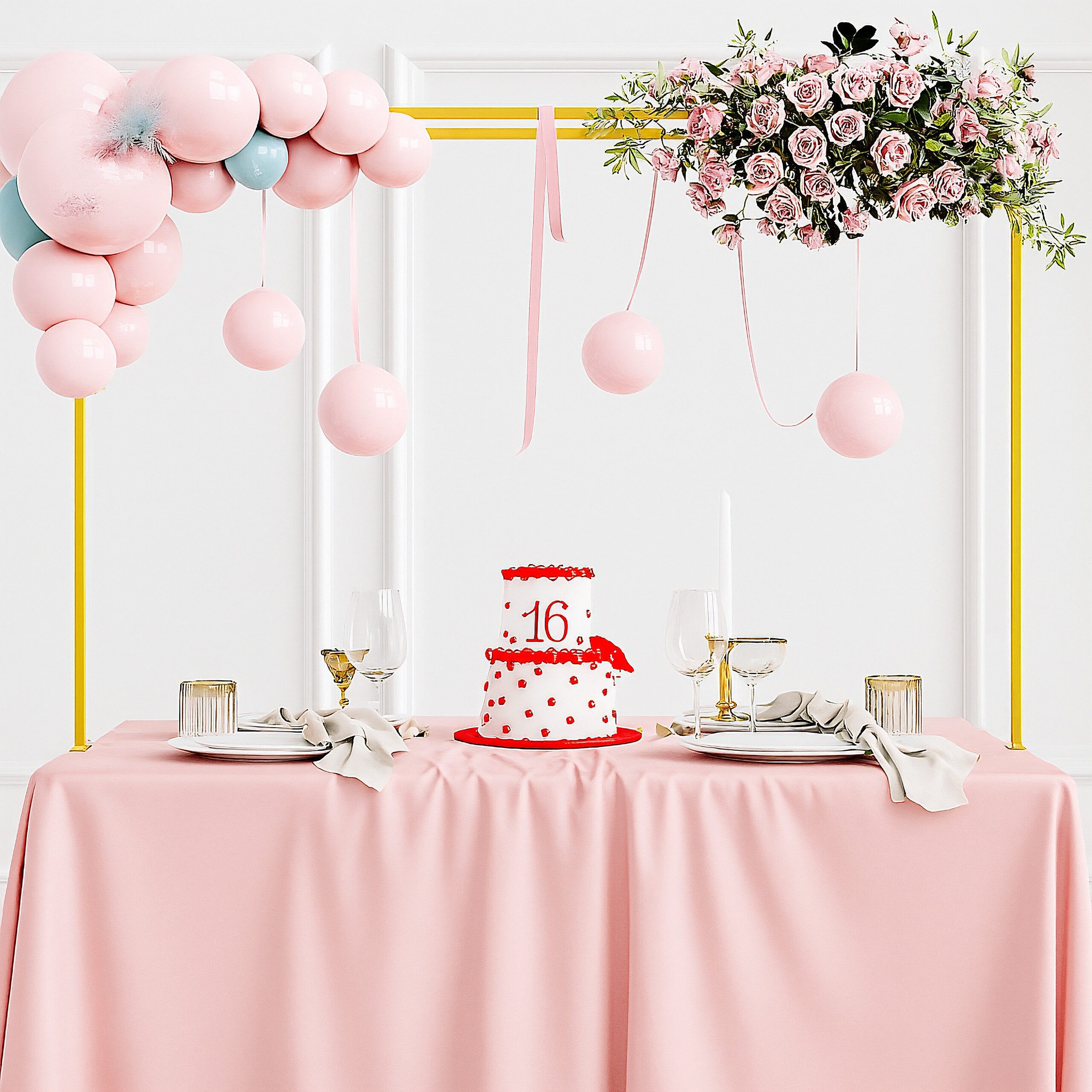 relaxdays Dekoobjekt Ausziehbarer Tischbogen mit 2 Stangen, gold