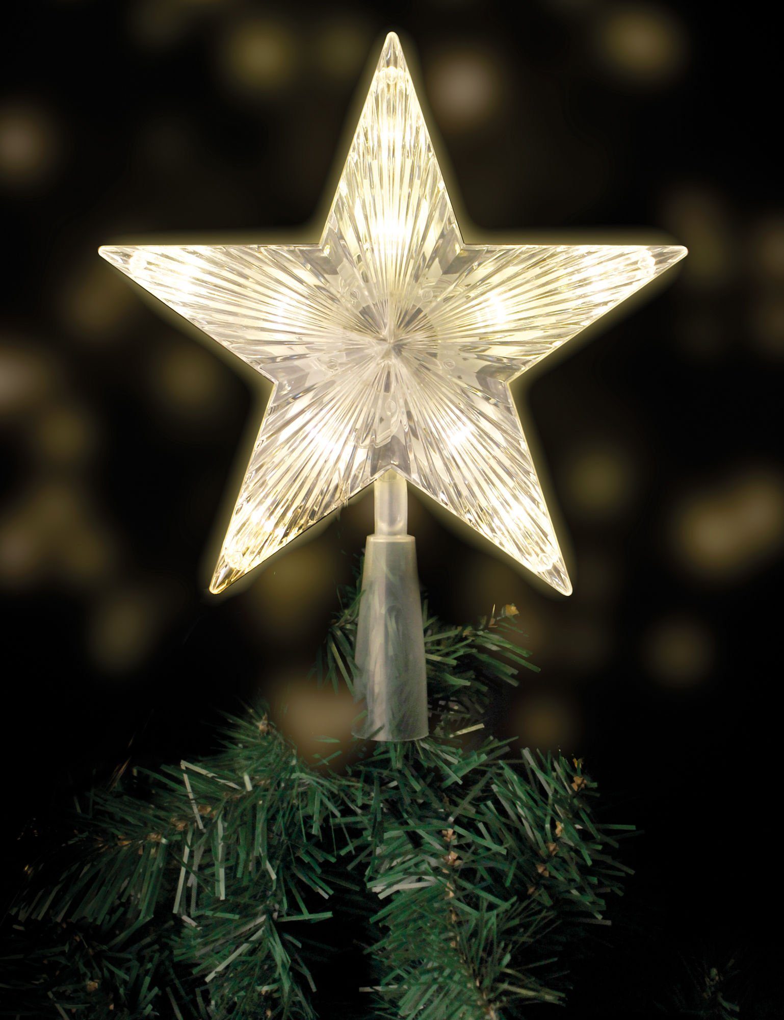 Christbaumspitze Weihnachtsbaum Spitze - LED STERN - 10 LED