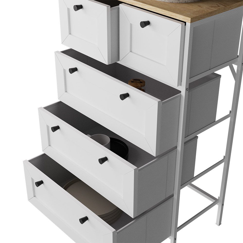 Vicco Kommode Belaro, Weiß, 56 x 95 cm mit 5 Schubladen