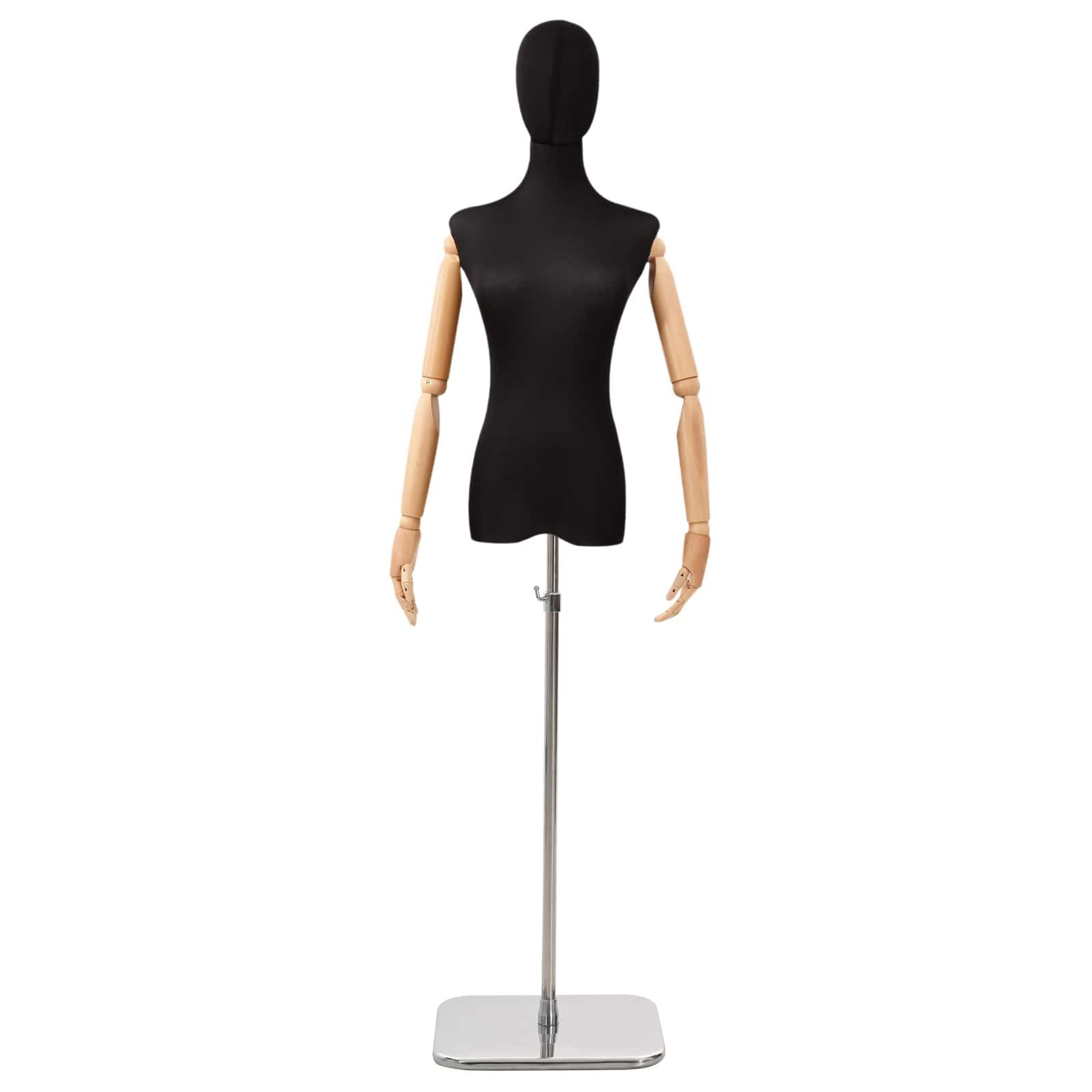 vidaXL Kunsthaarperücke Verstellbare Mannequin 165-213 cm mit Fuß Weiblich PP Schwarz