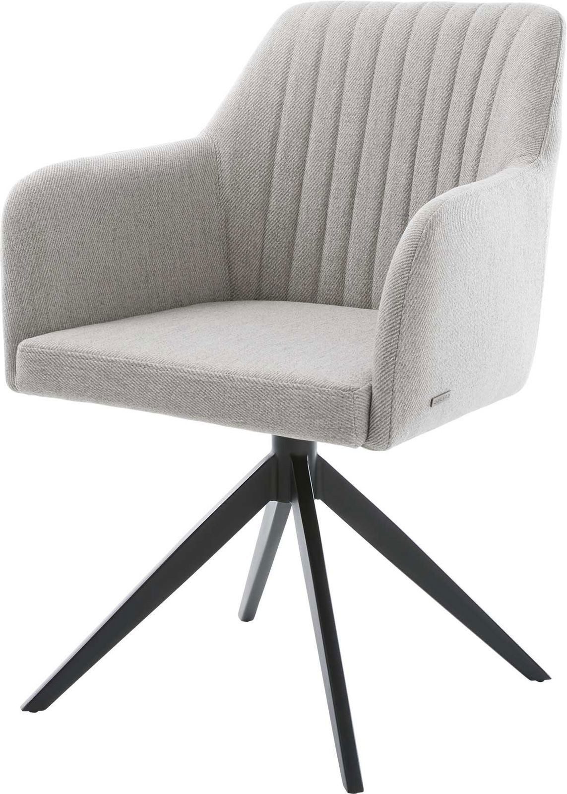 DELIFE Polsterstuhl Greg-Flex, Kreuzgestell breit Schwarz Stripes Hellgrau Taschenfederkern
