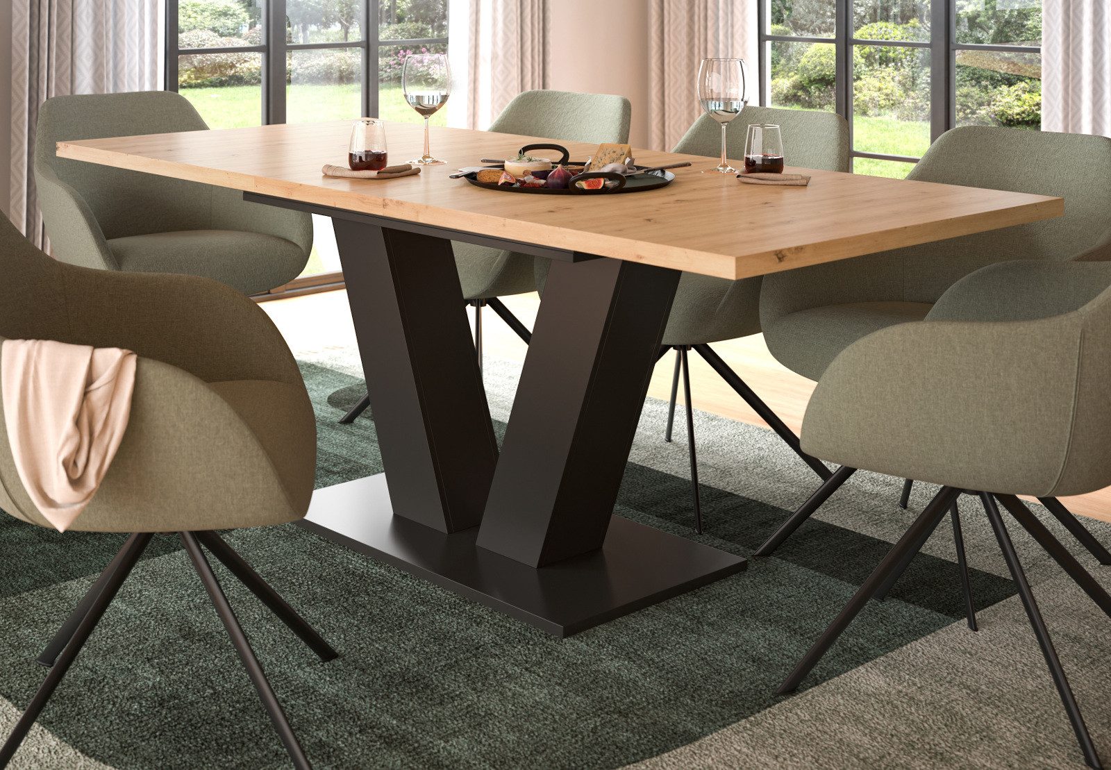 Inn.Furn Esstisch Home-X (Küchentisch in Artisan Eiche und grau, ausziehbar günstig online kaufen