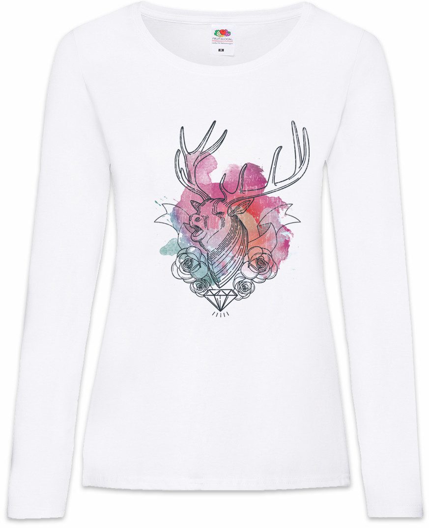 Langarmshirt Deer Diamond Damen Langarmshirt Jägerin Jäger Jagd Reh Hirsch Diamant