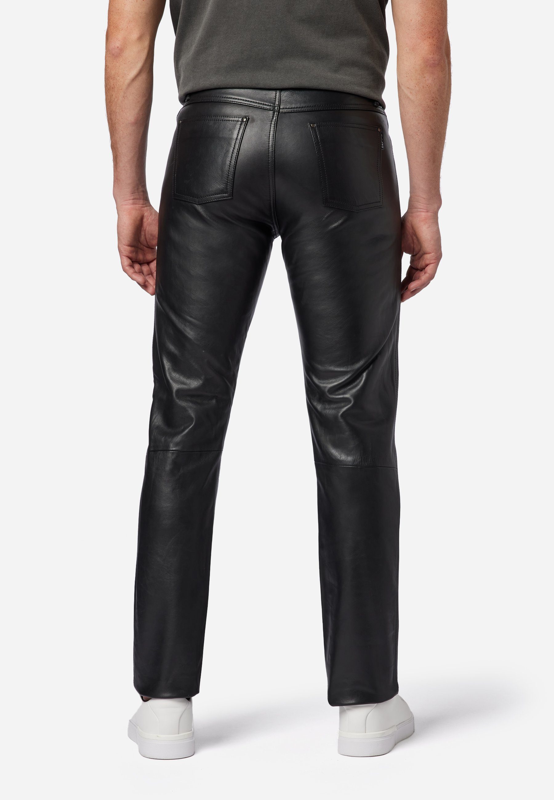 RICANO Lederhose No. 3 TR (Cow Waxy) Lederjeans aus hochwertigem Rind-Leder im 5-Pocket-Stil – Bild 3 von 5