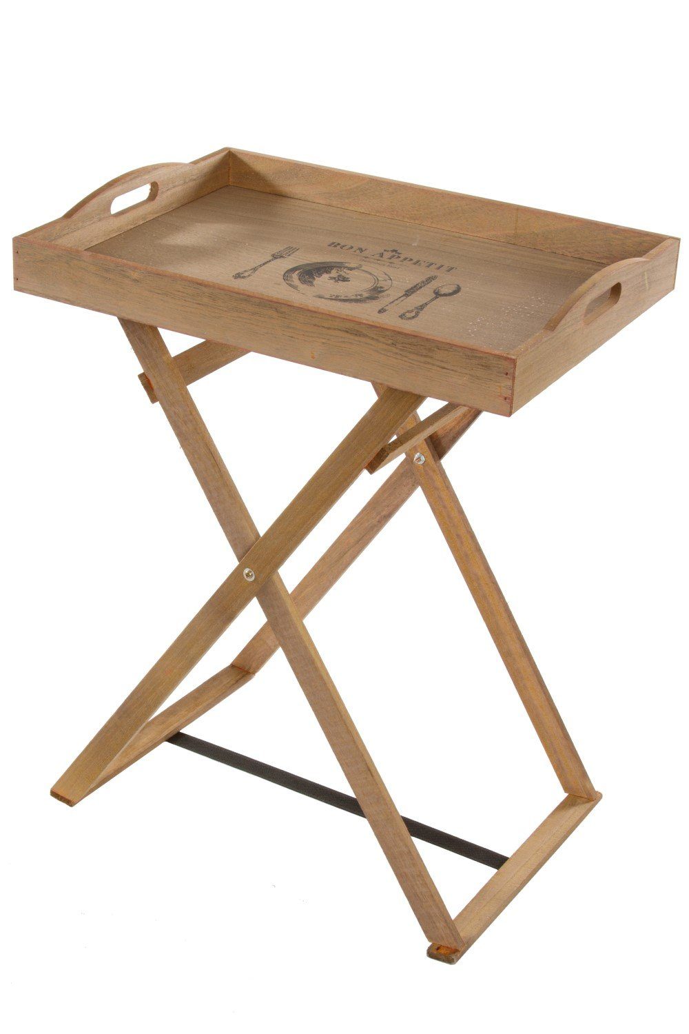 elbmöbel Tabletttisch Holztablett Tablett + Gestell Vintage braun (FALSCH), Beistelltisch: Tabletttisch 48x36x35 cm holz Serviertablett