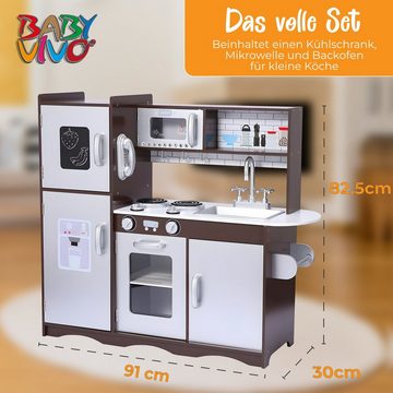 Baby Vivo Spielküche Kinderküche Spielküche aus Holz - Toni in Braun