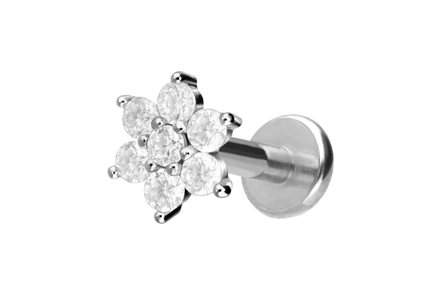 PIERCINGLINE Piercing-Set Titan Labret mit Innengewinde KRISTALLBLUME (Labr günstig online kaufen