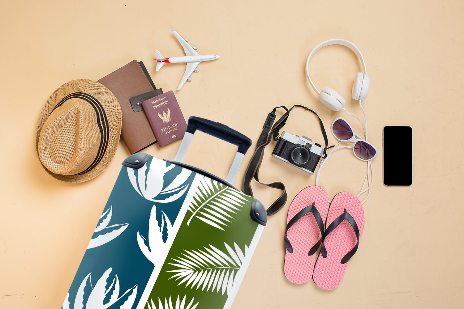 Handgepäckkoffer 4 Hawaii, rollen, mit - Tropisch Rollen, Handgepäck Reisekoffer für - Blätter Ferien, Trolley, Gestaltung MuchoWow Reisetasche -