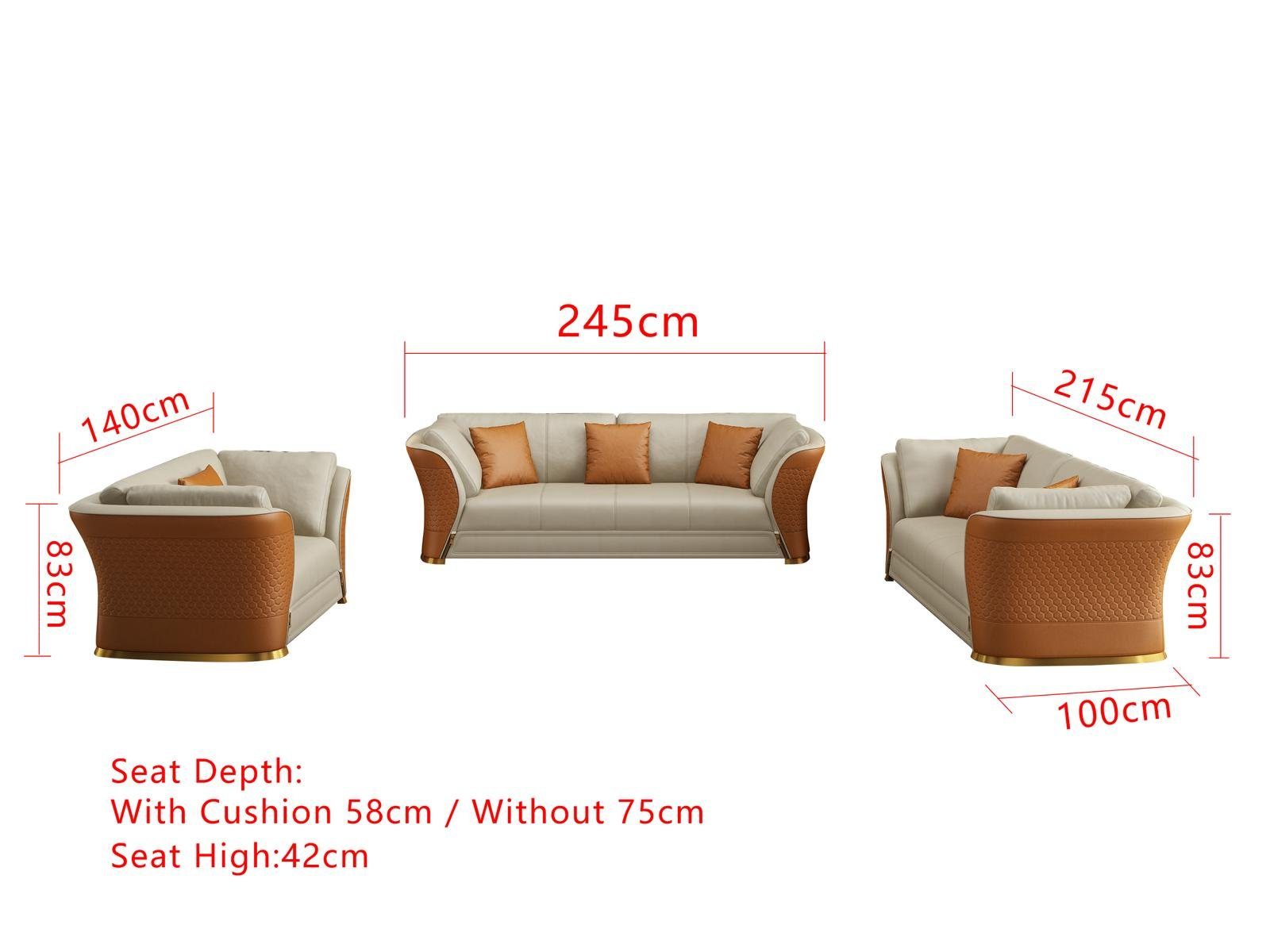 JVmoebel Wohnzimmer-Set, ledersofa couchen Weiß/Schwarz design sofagarnitur couch wohnlandschaft sitzer 321