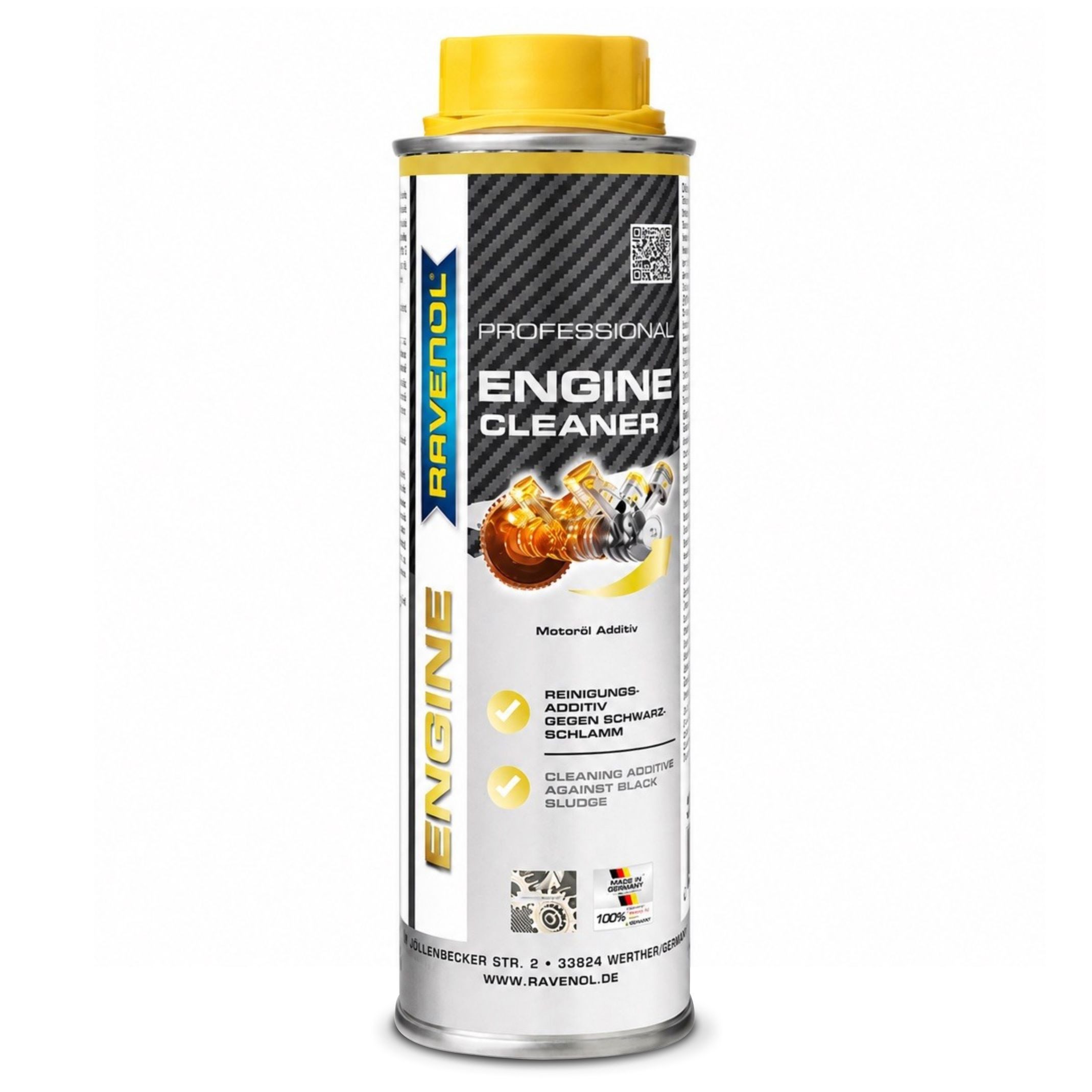 Ravenol Öl-Additiv Professional Engine Cleaner 300 ml Motoröl Additiv Verschleißschutz, 0,3 l, Motorreiniger 300 ml – Motorspülung für Benzin- & Dieselmotoren