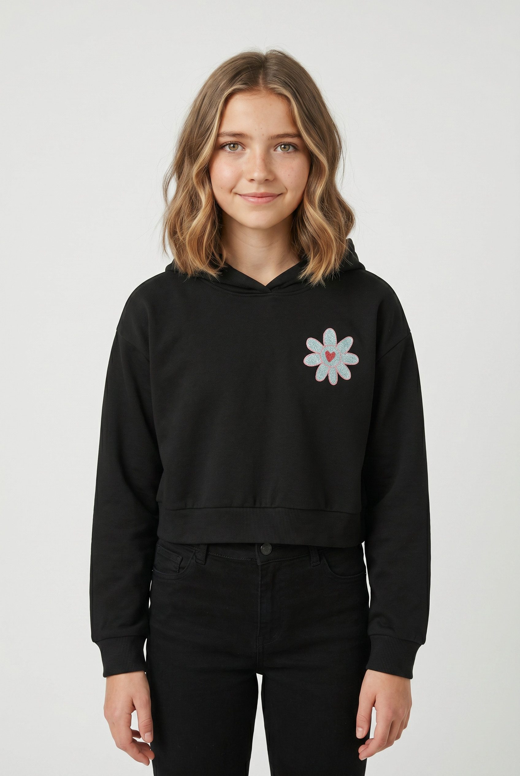 Kapuzensweatshirt NKFKORY LS CROP BOXY SWE WH BRU PS NOOS