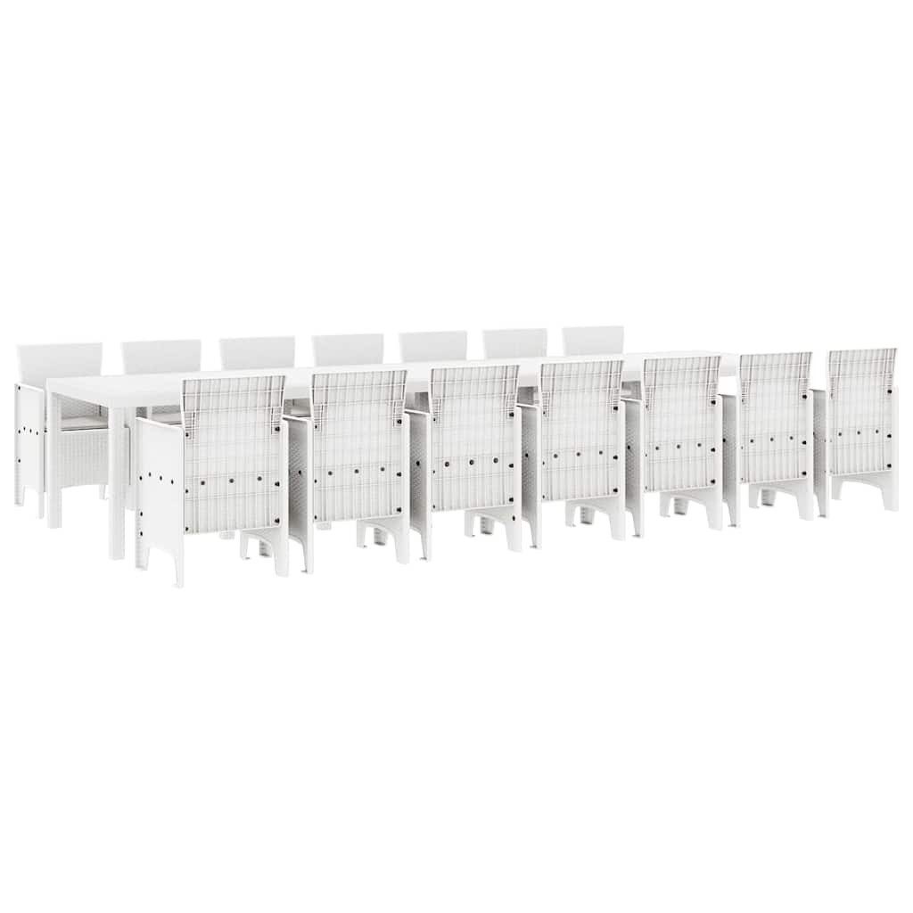 vidaXL Gartenlounge-Set Garten-Esszimmergarnitur mit Kissen 15 stk. Weiß PP, (15-tlg)
