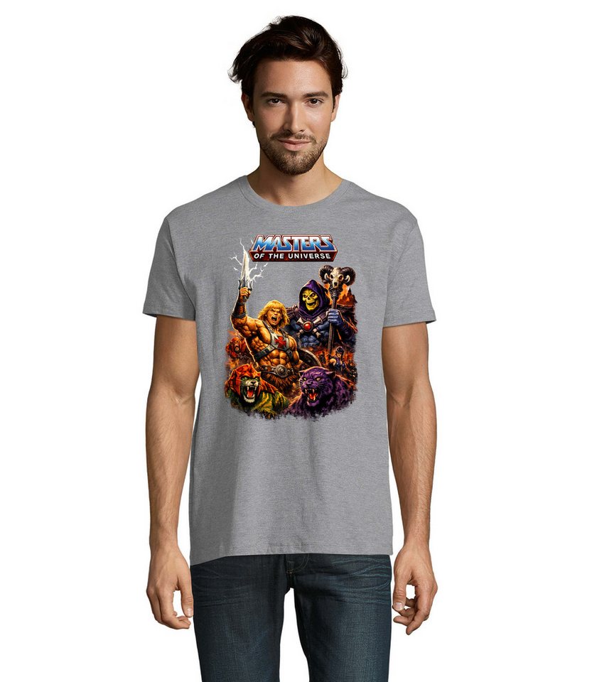 Blondie & Brownie T-Shirt Masters of the Universe He-Man Retro Motiv Herren T Shirt Rundhals Eternia Helden Print shirt Classic Fit