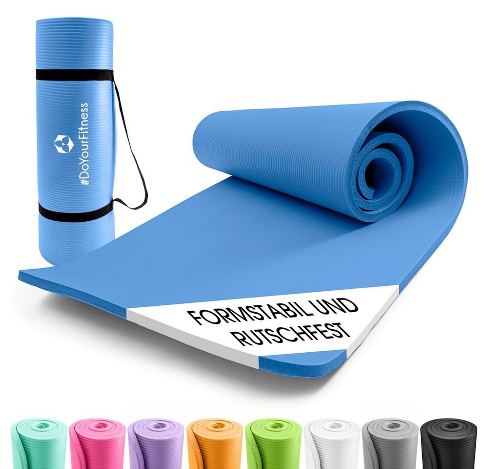 #DoYourFitness Yogamatte rutschfest für Einsteiger & Fortgeschrittene Stärke von 0,8cm bis 2cm, Gelenkschonende Gymnastikmatte 183cm x 61cm oder XXL 190cm x 100cm