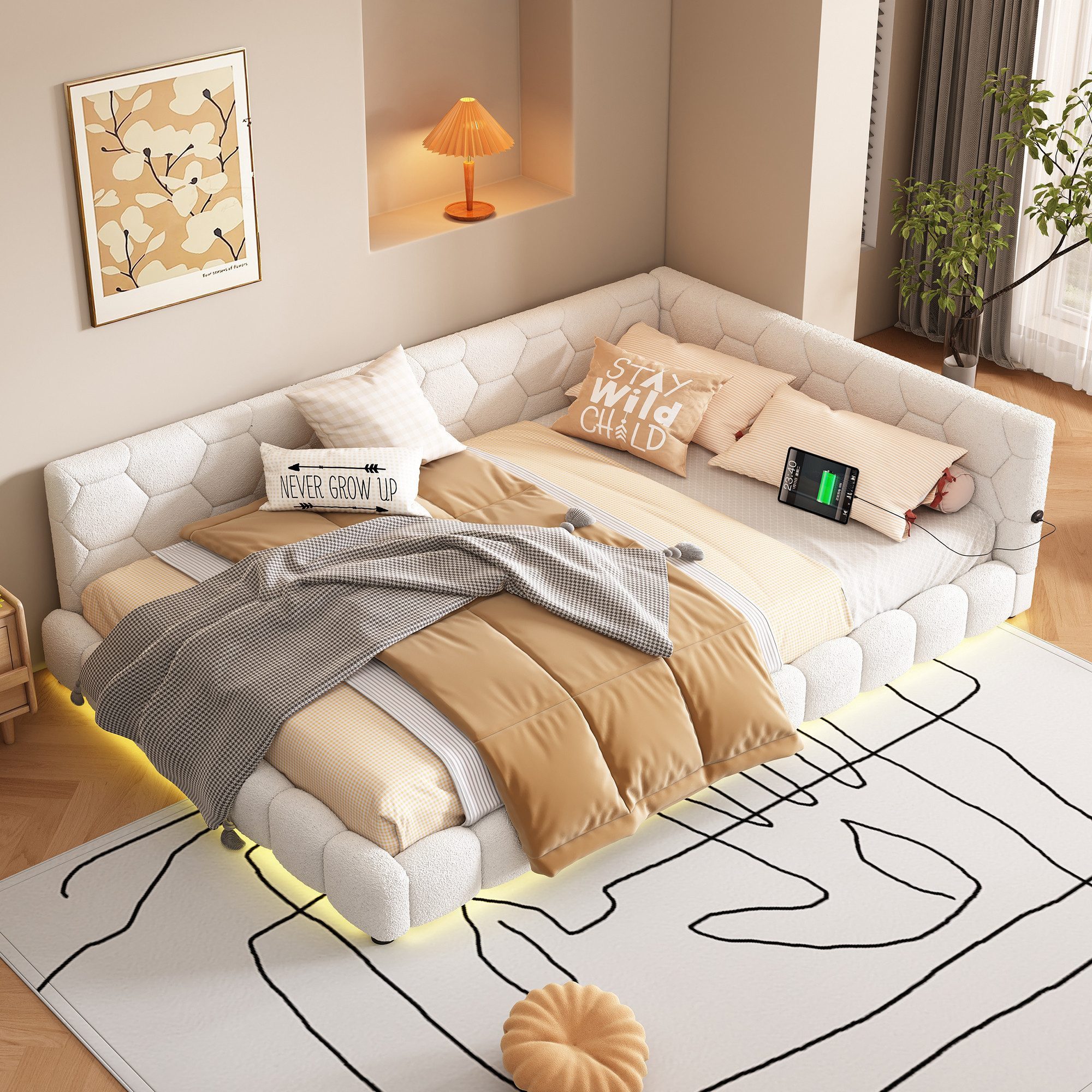HAUSS SPOLE Schlafsofa 140*200cm mit Umgebungslicht, USB-Anschluss, Ohne Ma günstig online kaufen