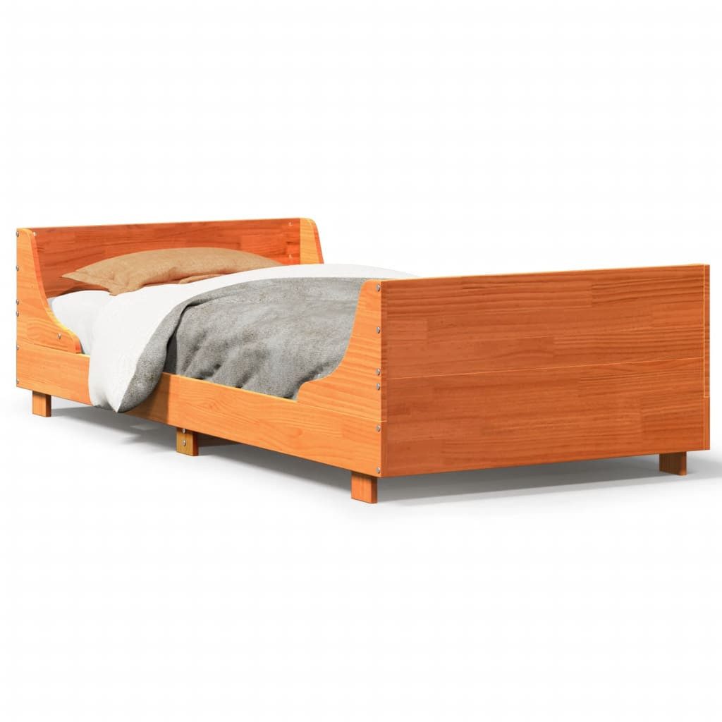 vidaXL Bett Massivholzbett ohne Matratze Wachsbraun günstig online kaufen