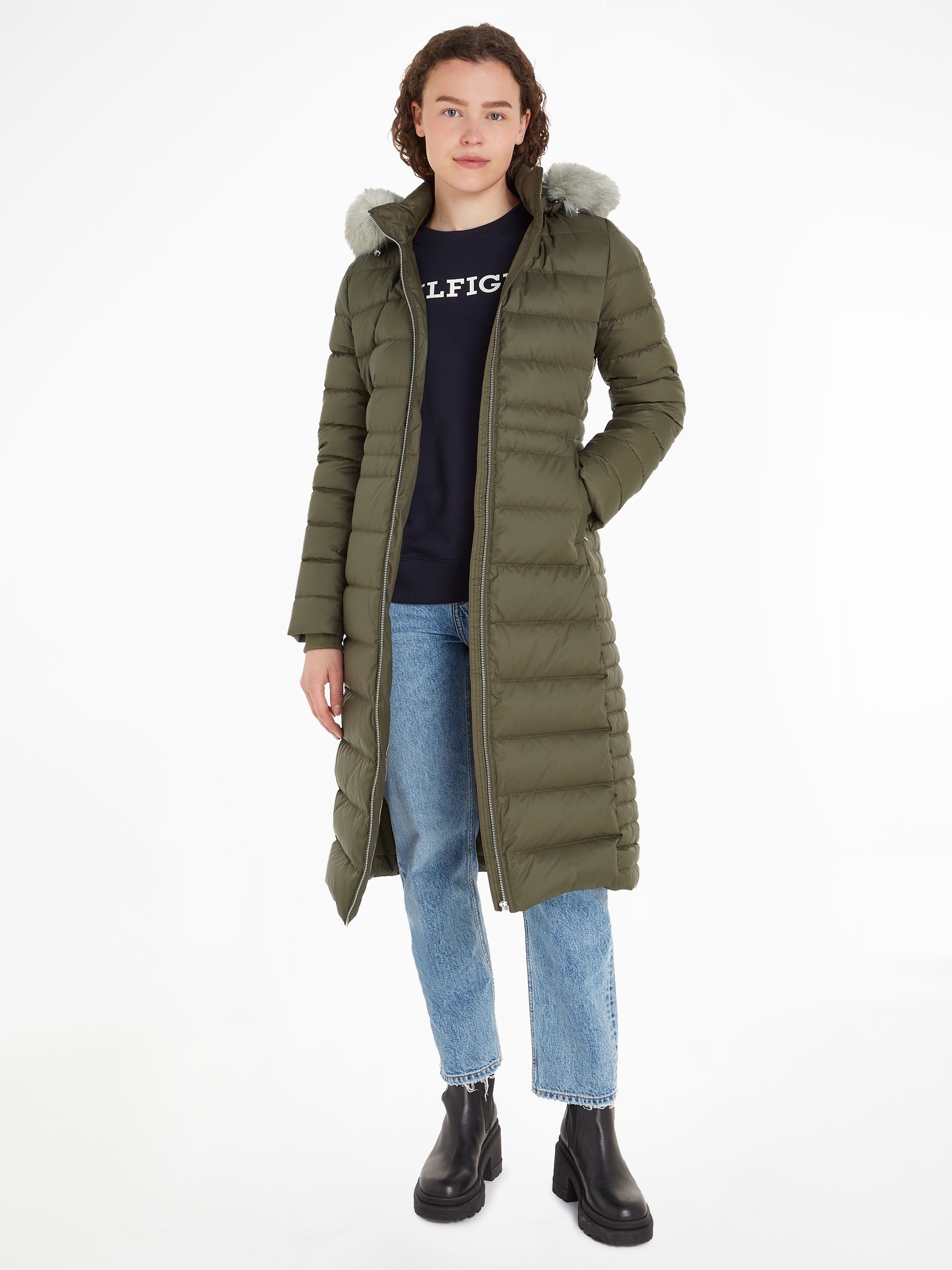 Tommy Hilfiger Daunenmantel TYRA DOWN MAXI WITH FUR mit Stehkragen