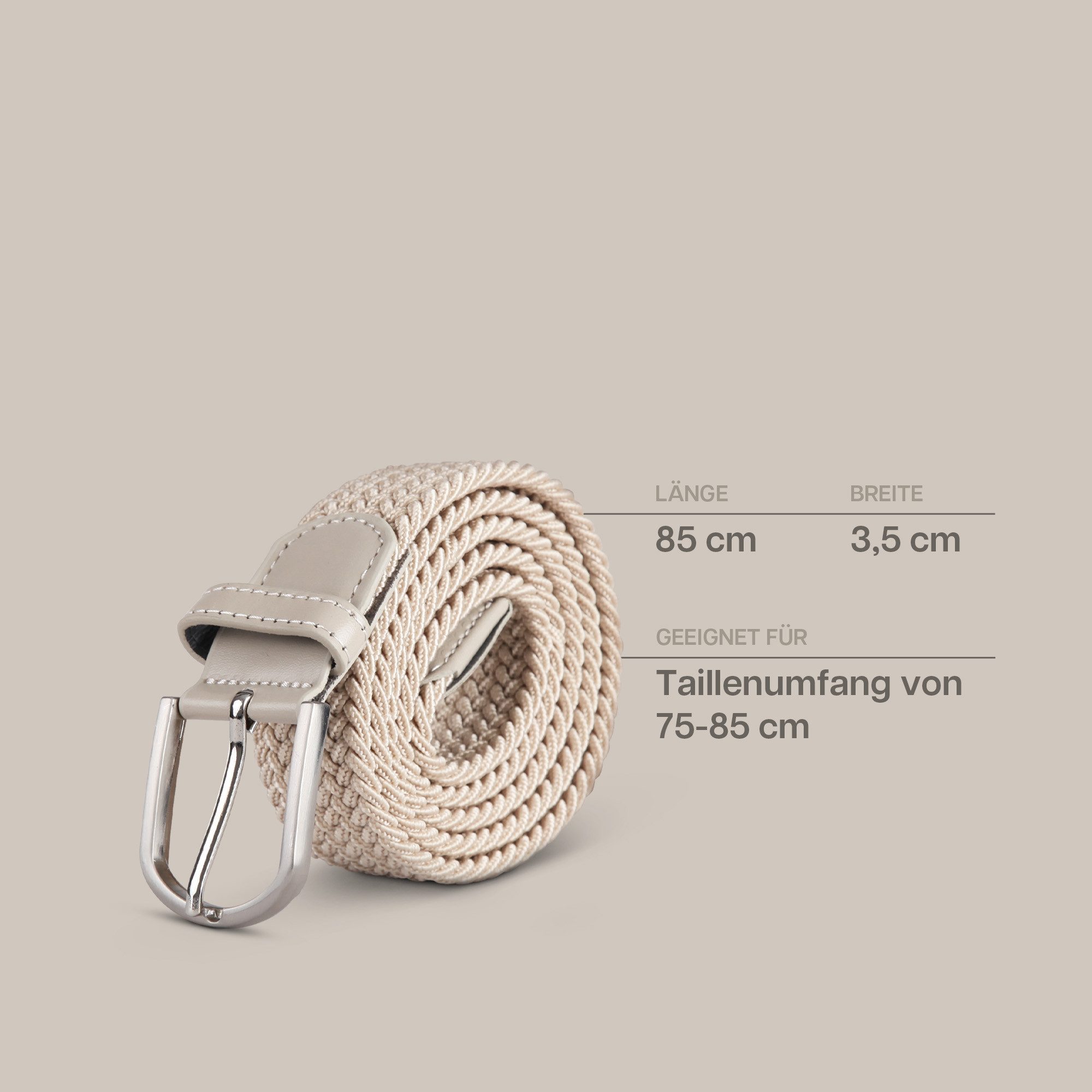 hemmy Fashion Stretchgürtel geflochten aus Stoff (1-St) 16 verschiedene Farben/Designs, 3 Größen, ohne Löcher, stufenlos