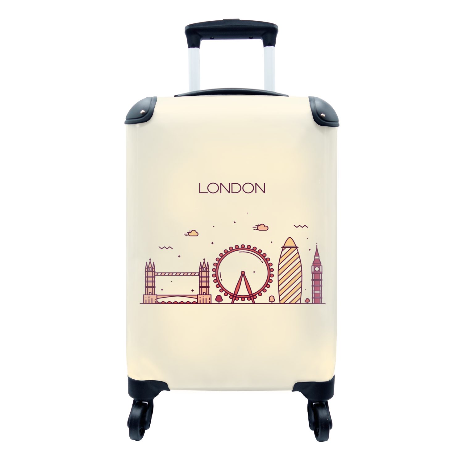 - London Ferien, MuchoWow Reisetasche für Handgepäck Handgepäckkoffer mit 4 rollen, Rollen, Reisekoffer - England Trolley, Skyline,