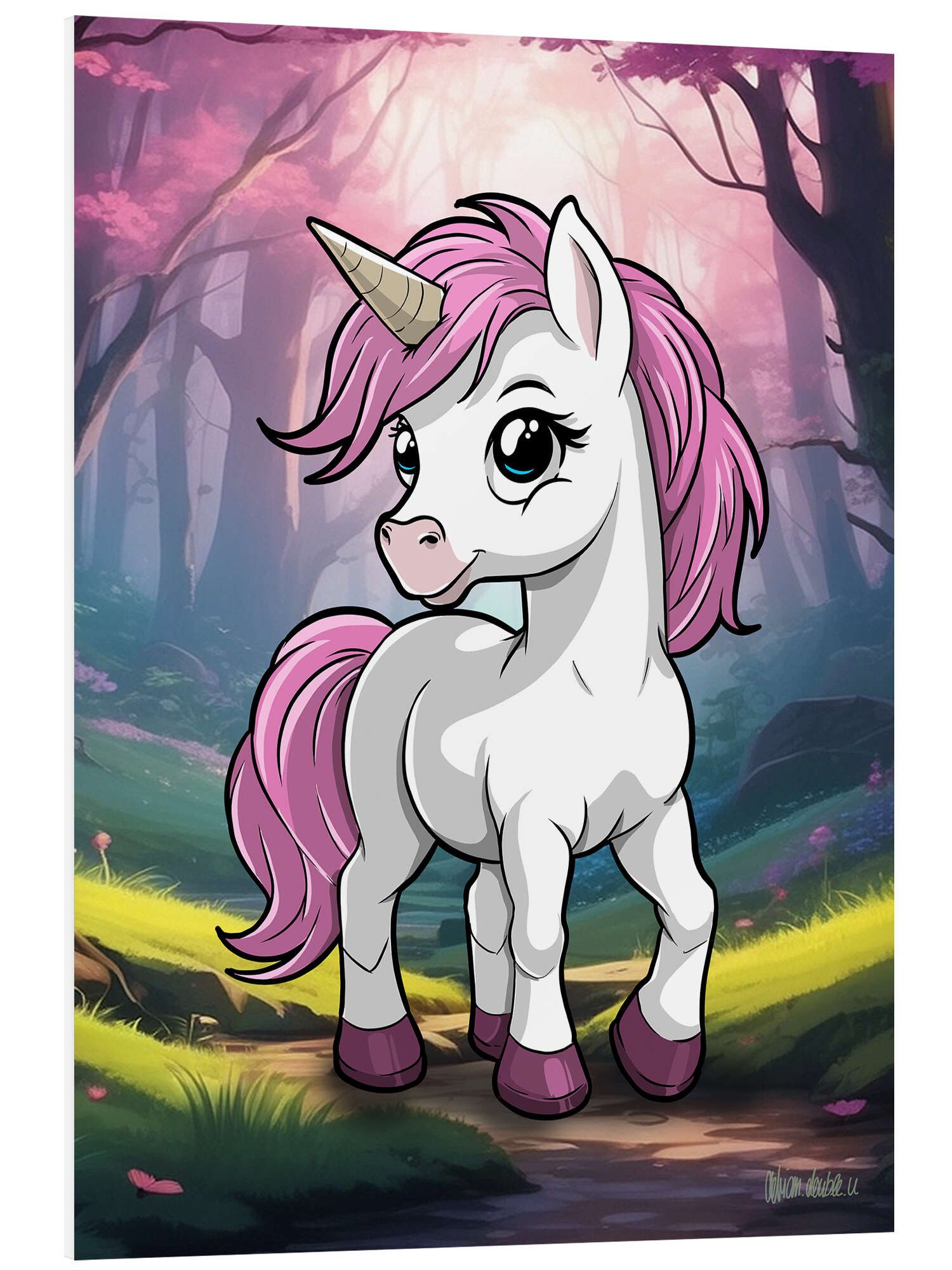 Posterlounge Wandbild Kleines Einhorn, A.DOUBLE.U, erhältlich als Poster, Leinwandbild, Wandsticker oder Acrylglasbild