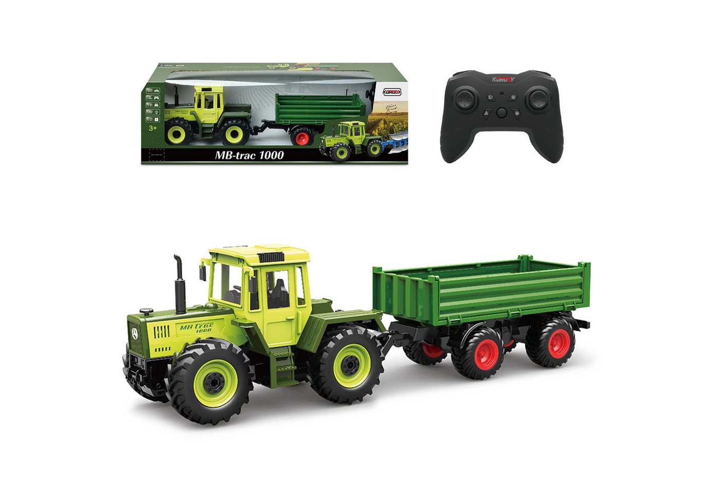 Esun RC-Traktor Ferngesteuertes Traktor Spielzeug, RC Trecker MB-trac 1000 für Kinder (Set, Komplettset), 1:24 RC auto mit Licht und Ton, Transportanhänger