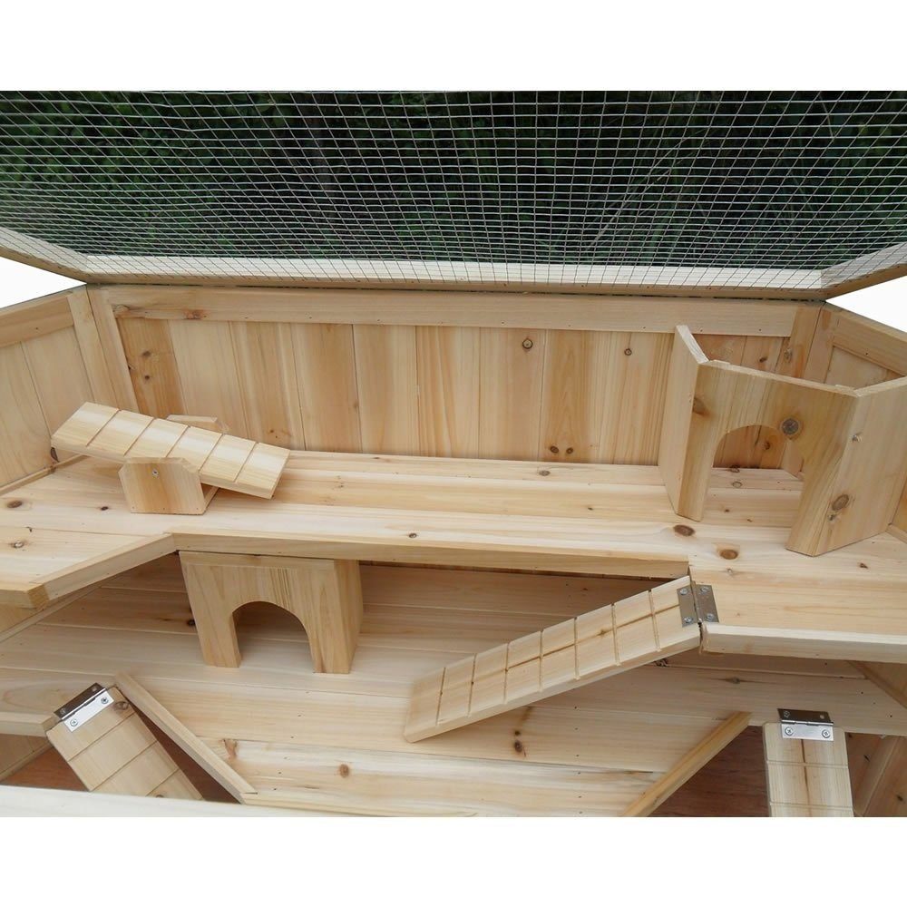 Melko Kleintierstall Kleintiergehege Hamsterkäfig Kleintierkäfig Nagerkäfig Holz Stall, Naturbelassen