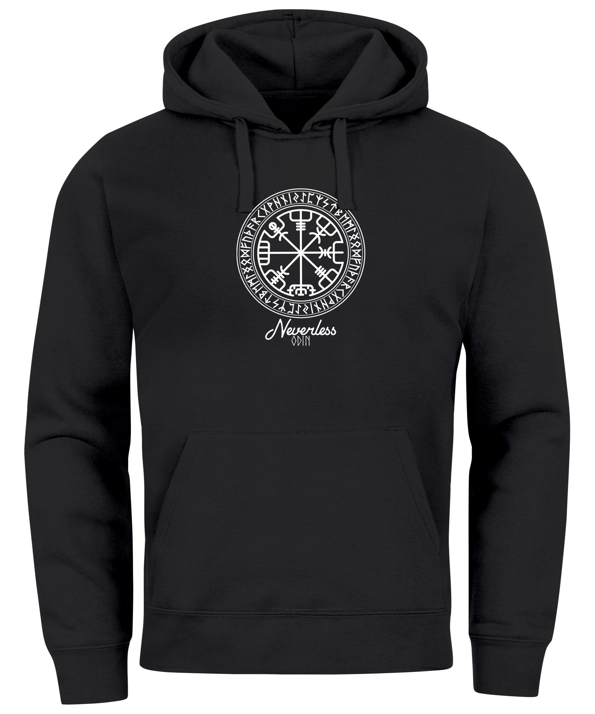 Neverless Hoodie Hoodie Herren Wikinger Symbol Runen Wegweiser Kapuzen-Pull günstig online kaufen