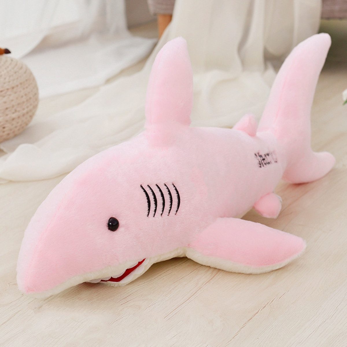 Tinisu Plüschfigur Hai in Rosa und Grau – Weiches Kuscheltier für Kinder XXL Plüschtier