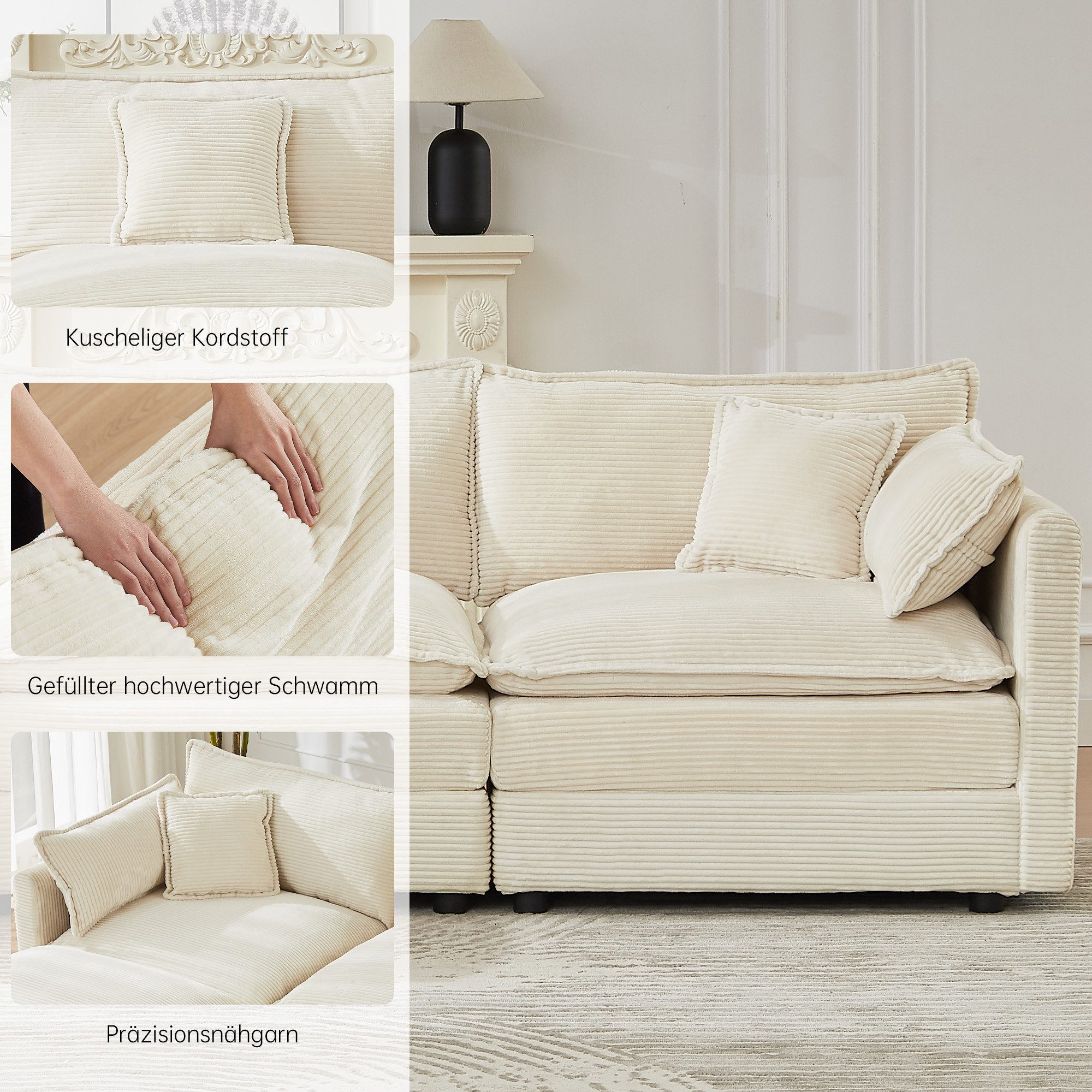 Jiexi Wohnlandschaft Sofa, multifunktionales Kombinationssofa, Freizeitsofa