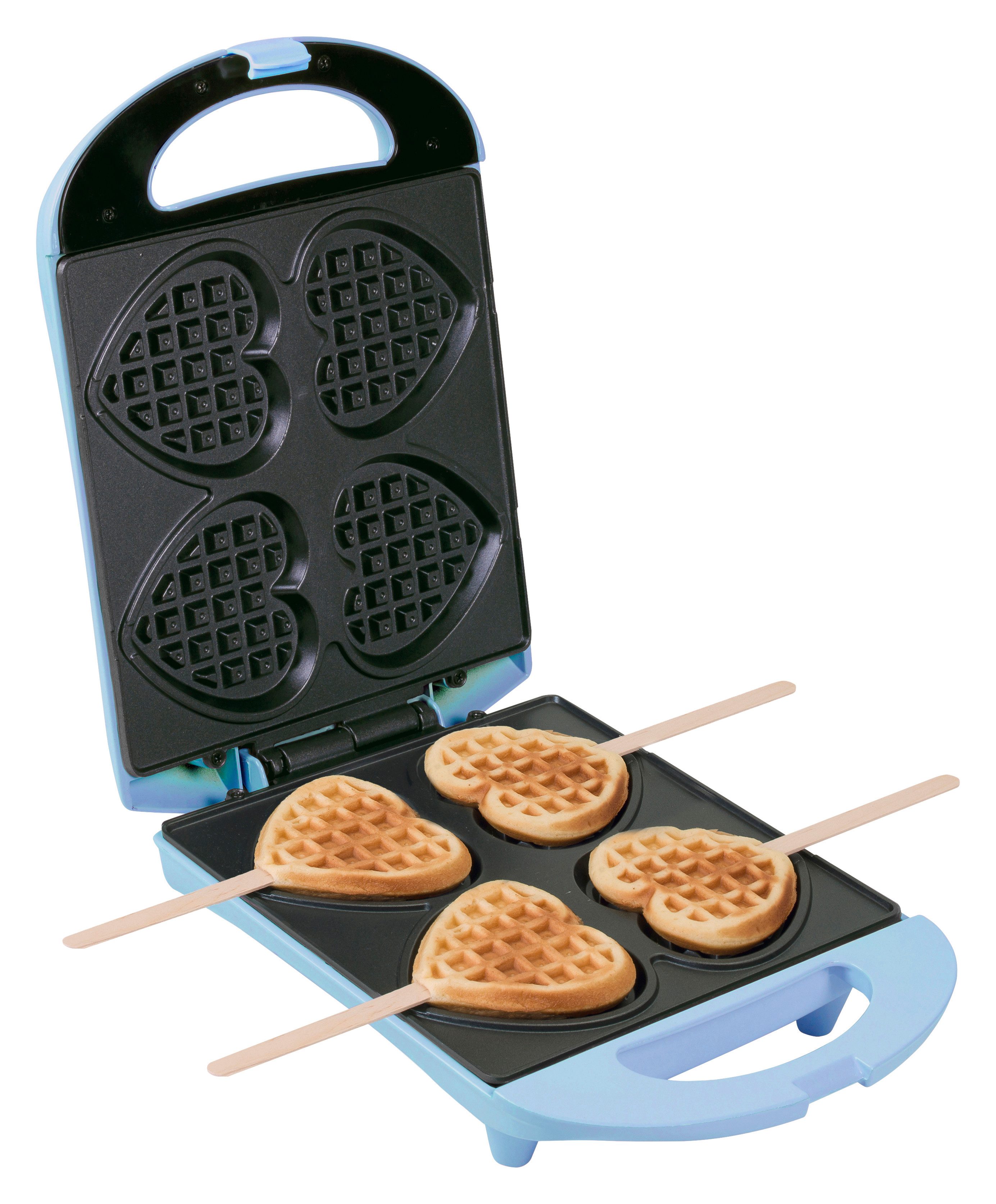 bestron Waffeleisen DSW271, 780 W, Herzwaffeln am Stiel – 780 W, inkl. Stäbchen