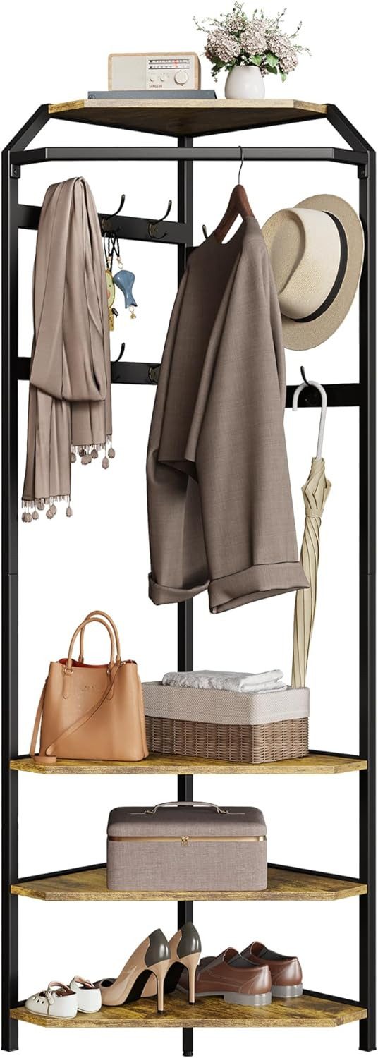 GarveeMore Garderobenständer Garderobenständer, Metall-Eckgarderobe Flurbau günstig online kaufen