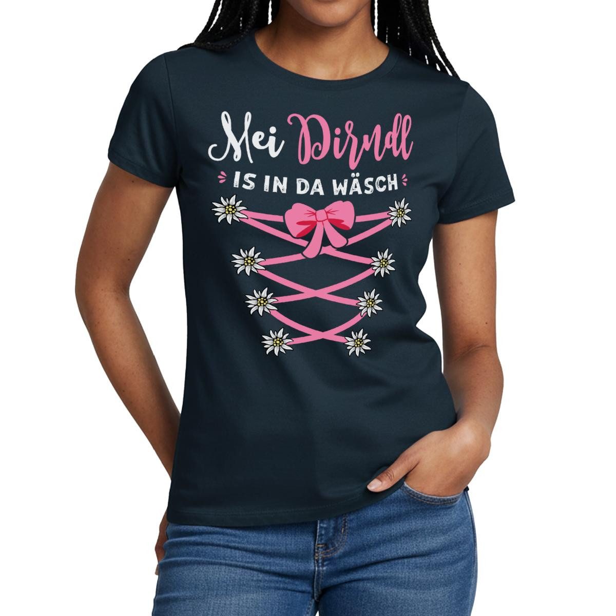 Spreadshirt T-Shirt Dirndl Spruch Mit Blumen Und Bindeoptik Frauen T-Shirt günstig online kaufen