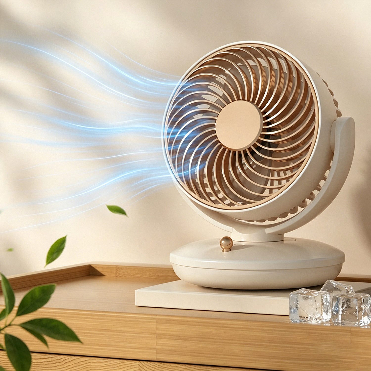 MOPUEA Tischventilator Tischventilator Mini-Ventilator USB Tischventilator 3 Stufen LED leise, 3 Stufen 120°/140° Schwenk LED leise USB wiederaufladbar