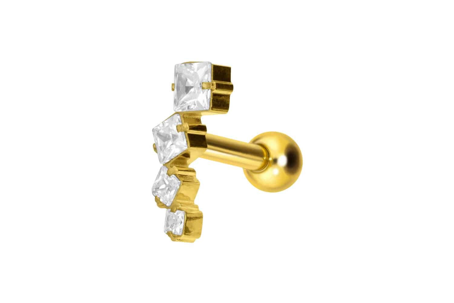 Piercing-Set Titan Ohrpiercing mit Innengewinde KRISTALLBOGEN