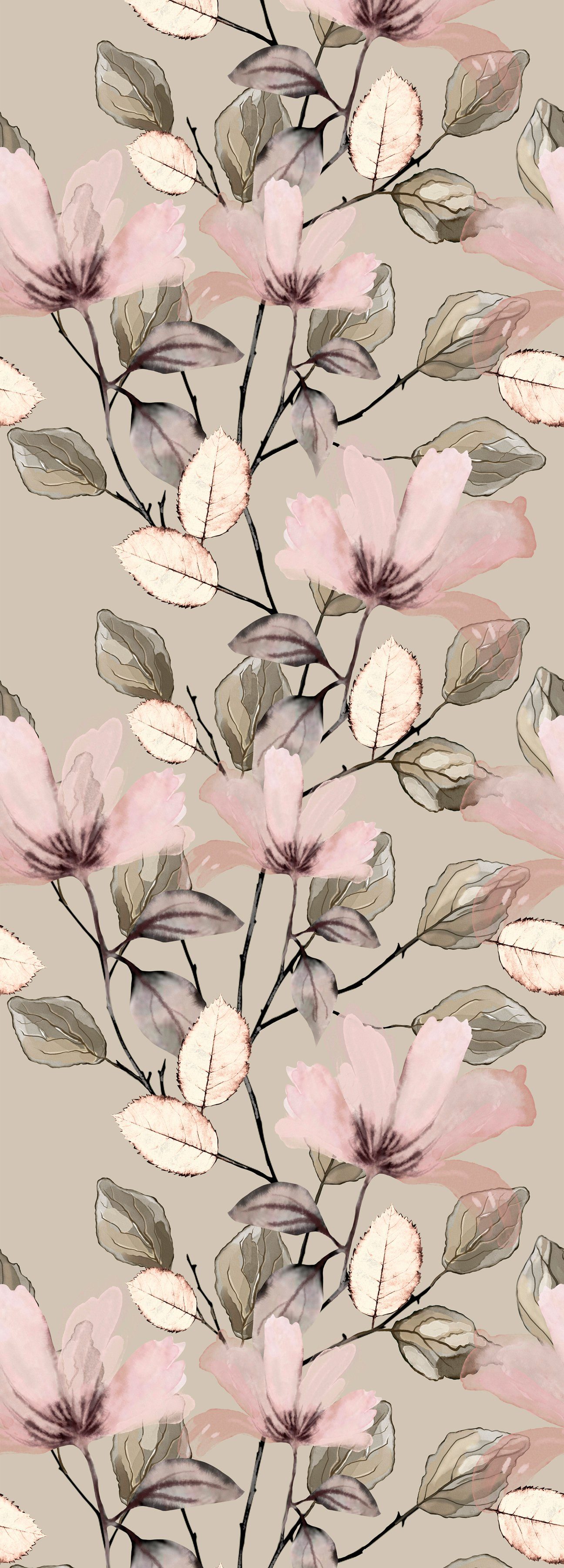 queence Vinyltapete Blumen, glatt, floral, bedruckt, natürlich, gemustert, Motiv, botanisch, 90x250cm, selbstklebend, kinderleichte Anbringung, Sticker