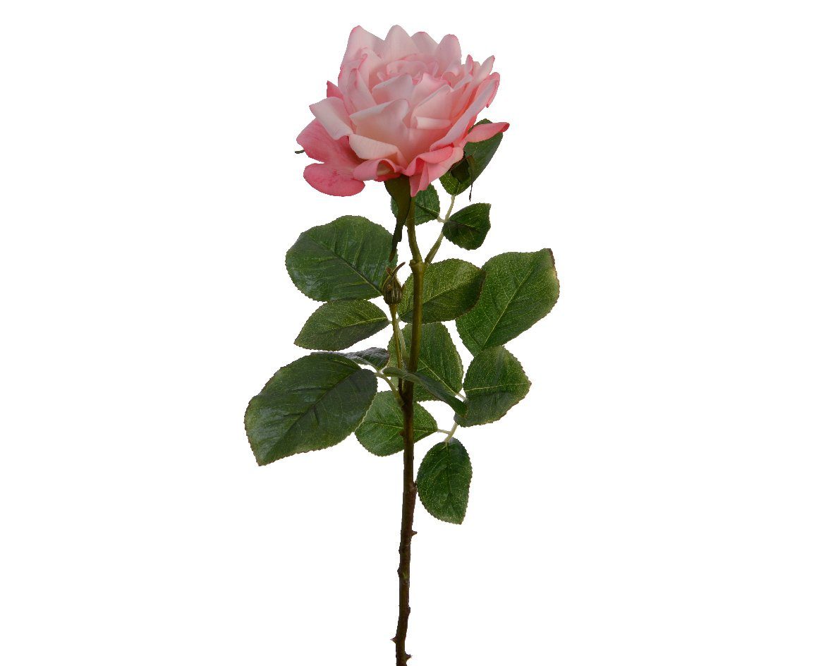 Kunstblume, Decoris season decorations, Kunstblumen Rose mit Stiel 68cm Real Touch rosa