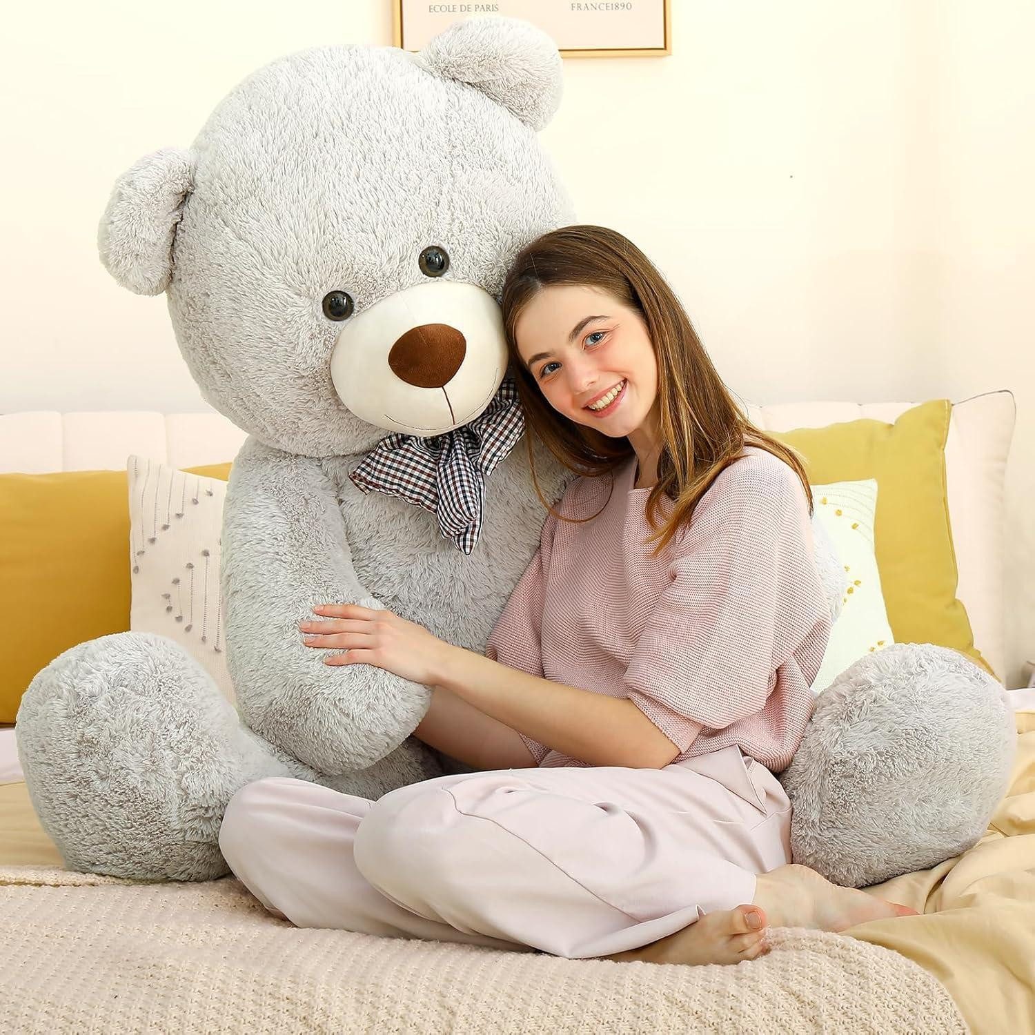LuxusKollektion Kuscheltier Teddybär 140cm XXL Kuscheltier Valentinstag Deko Grau