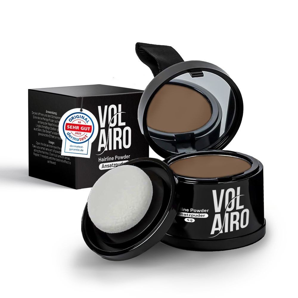 Volairo Volumenpuder Ansatzpuder – Deckt zuverlässig und wirkt natürlich, für Männer & Frauen, für Ansatz & Haarlinie & für dünner werdendes Haar, große Farbauswahl