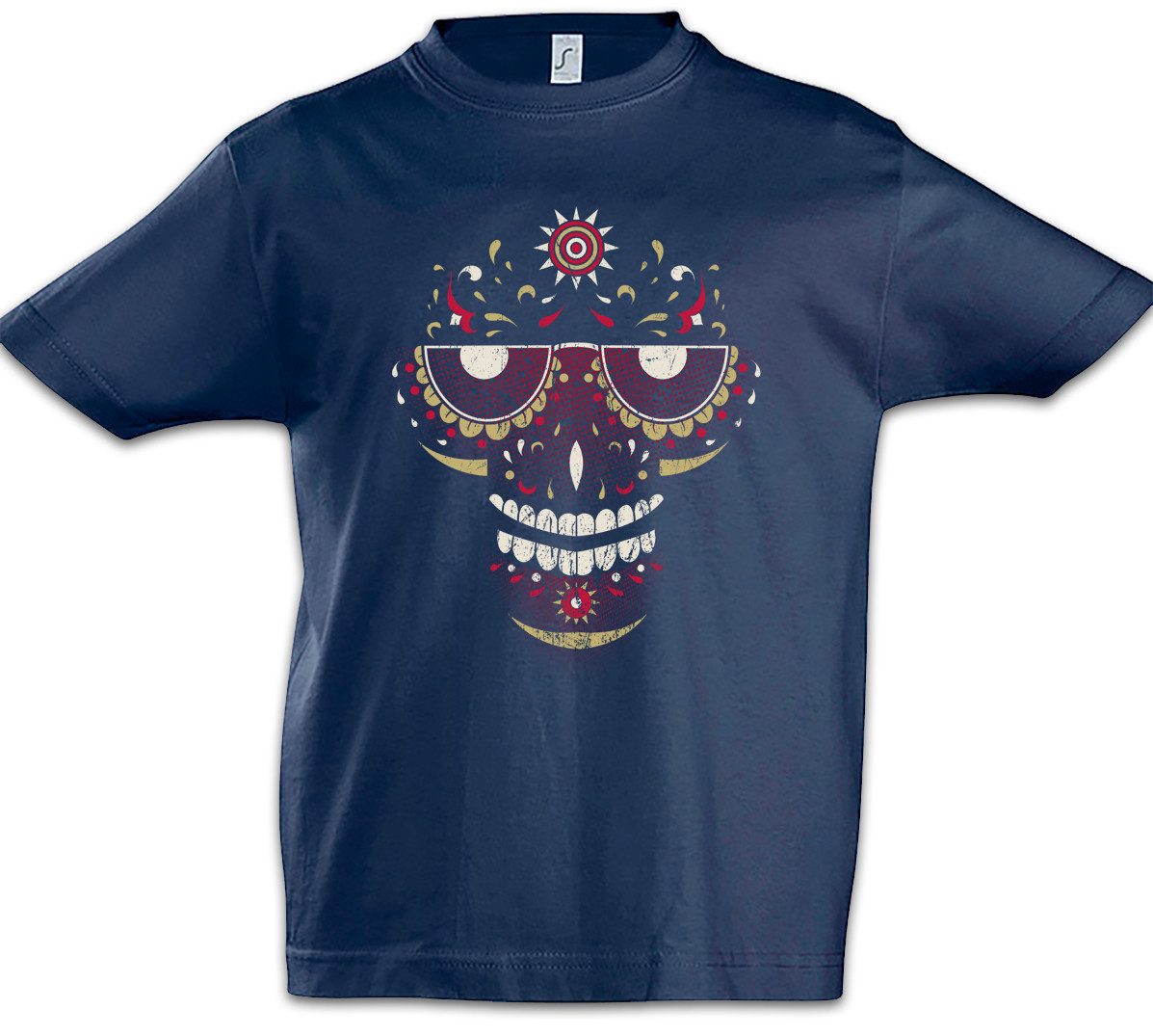 Print-Shirt Sugar Skull Face Kinder T-Shirt Schädel Mexiko Gang Latino Mexico