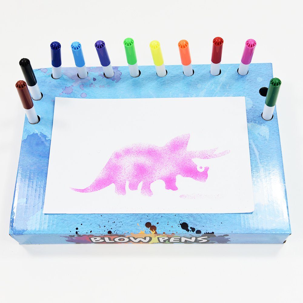 Kreativset Arbeitstisch, 30 (30-tlg) Set Kinder Airbrush Stifte, tlg. Kögler Dinosaurier Schablone