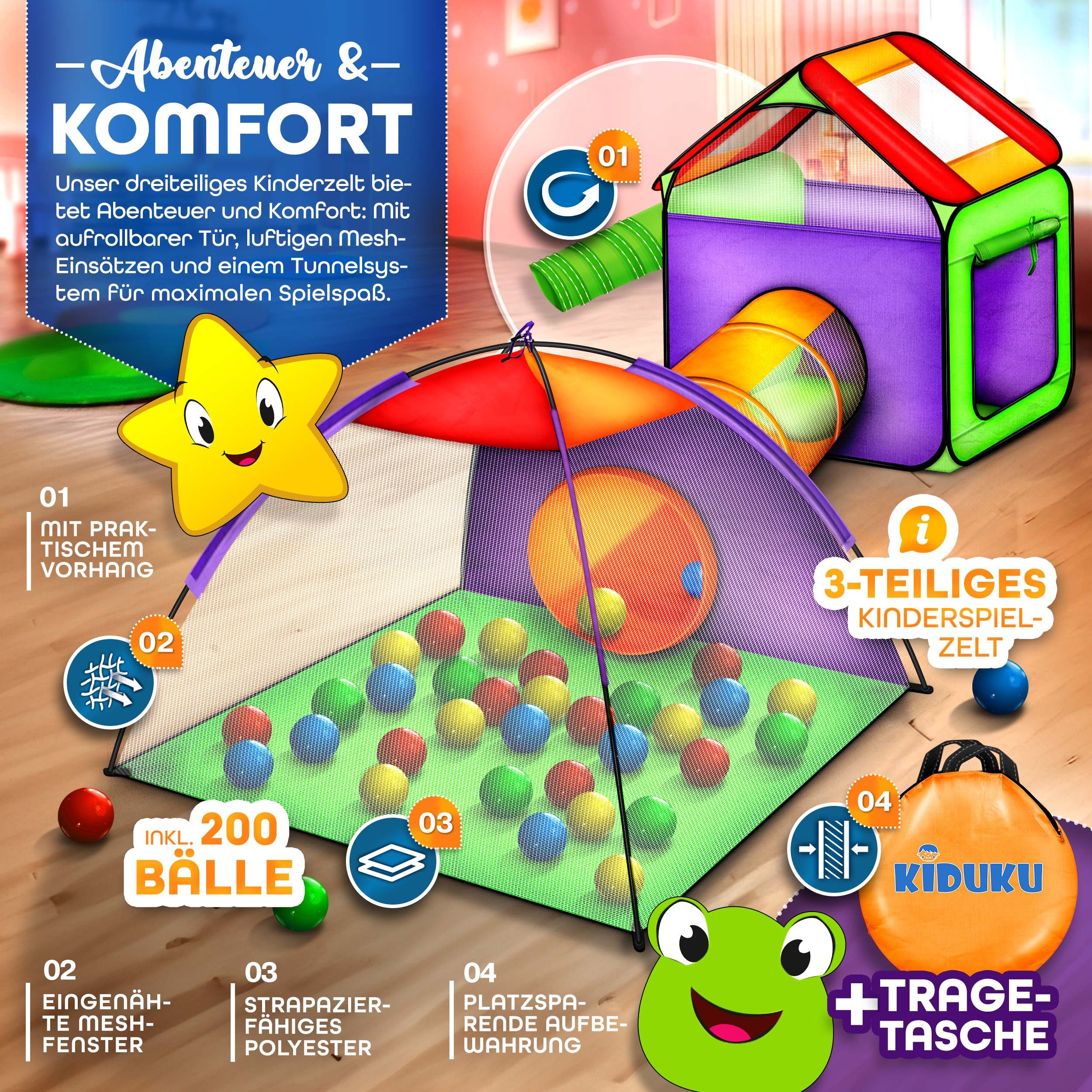 KIDUKU Spielzelt Kinderspielzelt Bällebad Pop Up günstig online kaufen