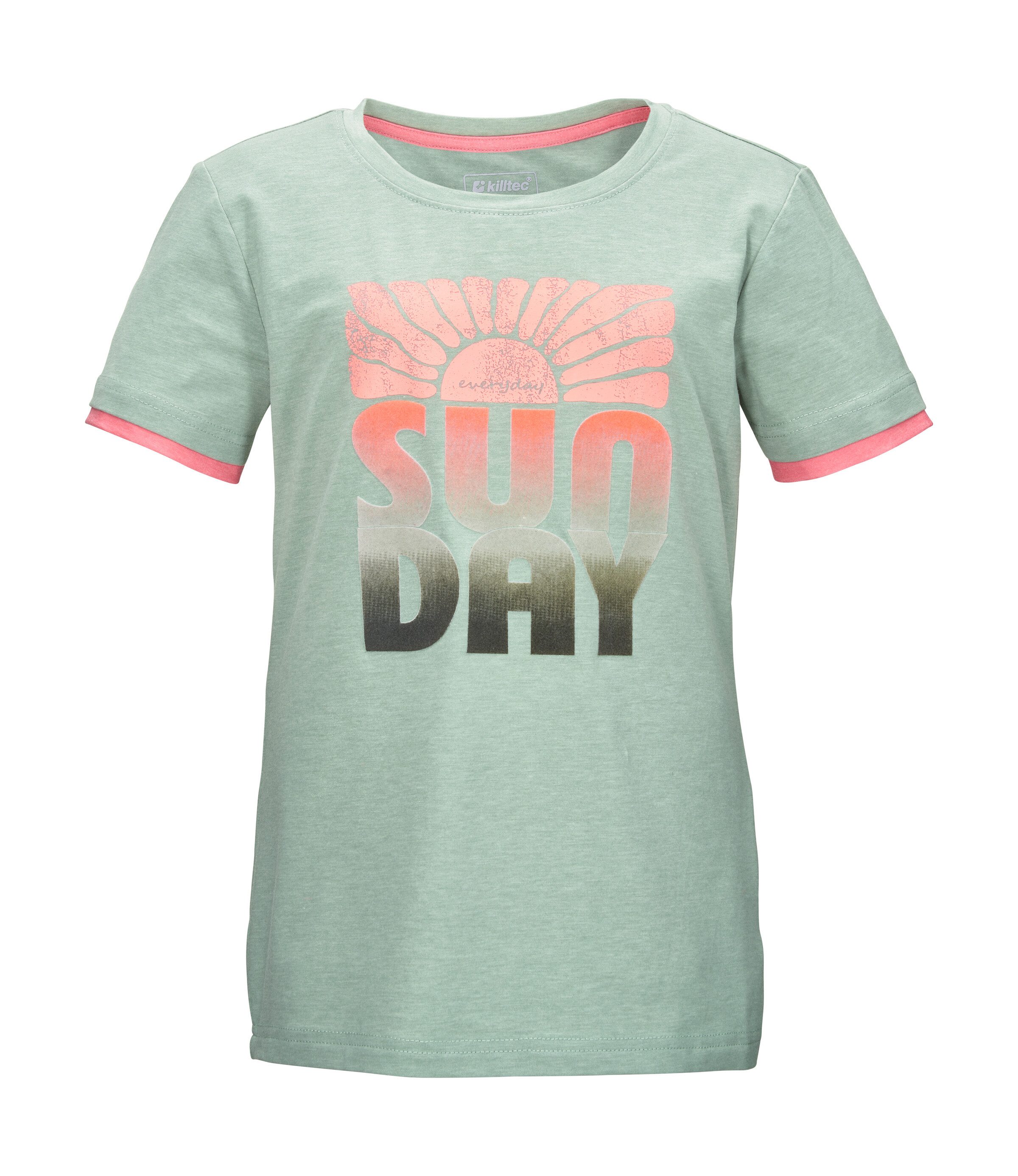 Killtec T-Shirt KOS 133 GRLS TSHRT Farbenfrohes Mädchen-T-Shirt mit „Sunday“-Print
