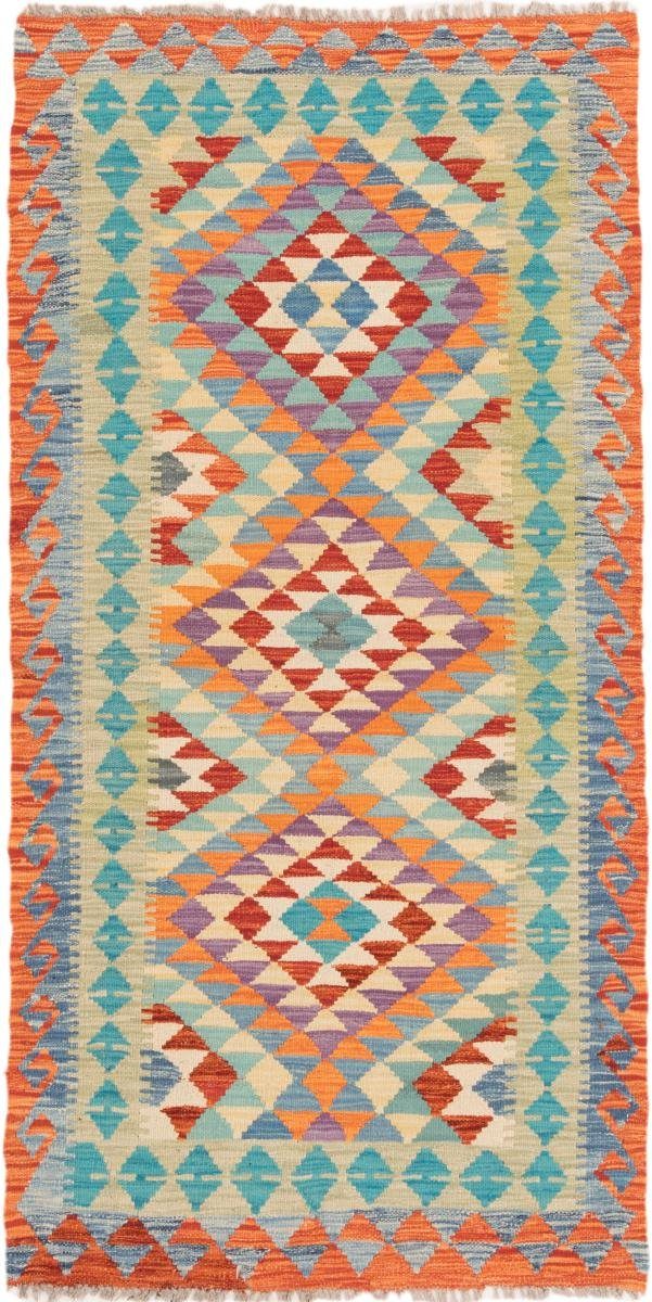 Orientteppich Kelim Afghan 98x186 Handgewebter Orientteppich Läufer, Nain Trading, rechteckig, Höhe: 3 mm