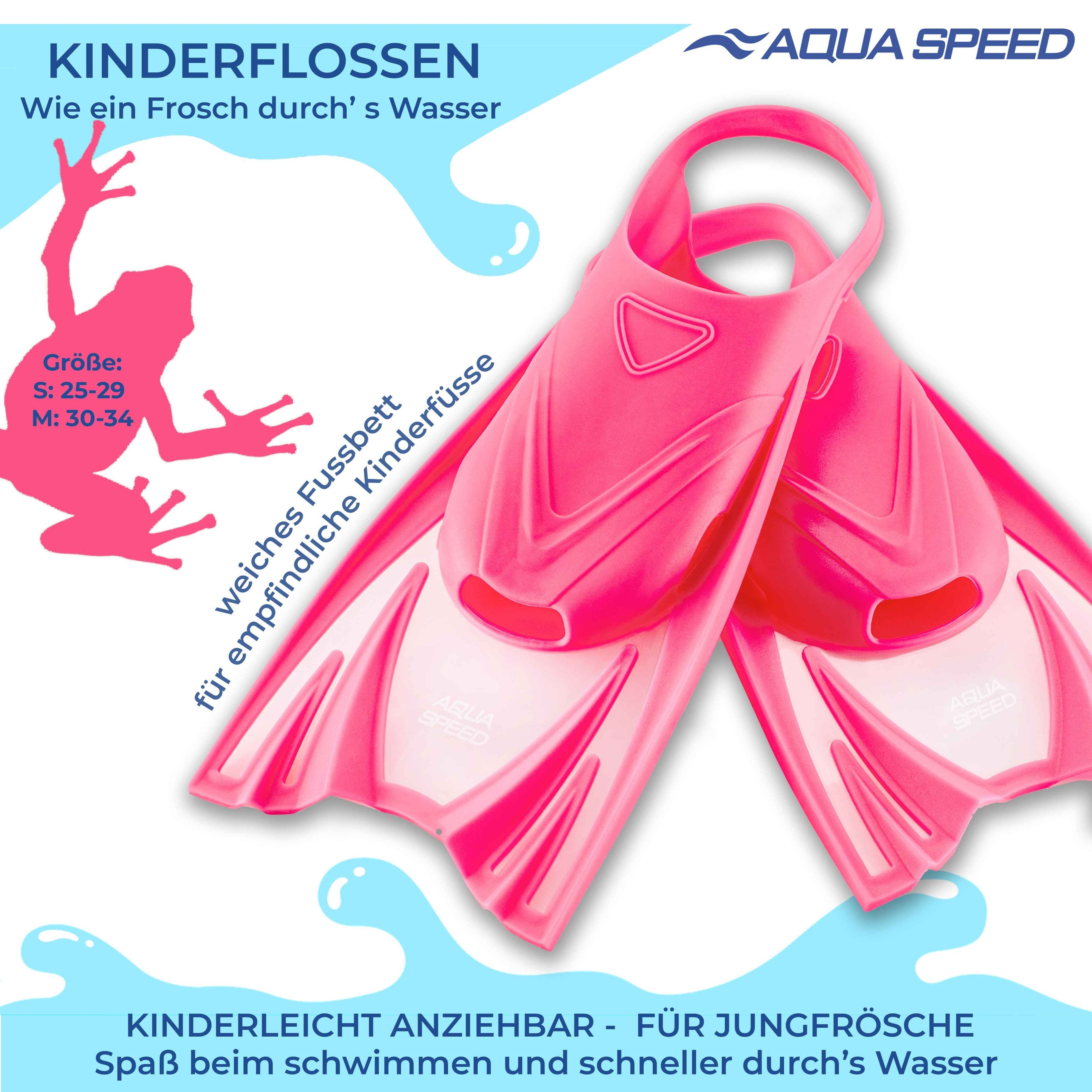 Aqua Speed Flosse Kurze Schwimmflossen für Kinder Mädchen Jungen, perfekt für erste Schwimmerlebnisse im Pool, Meer oder See