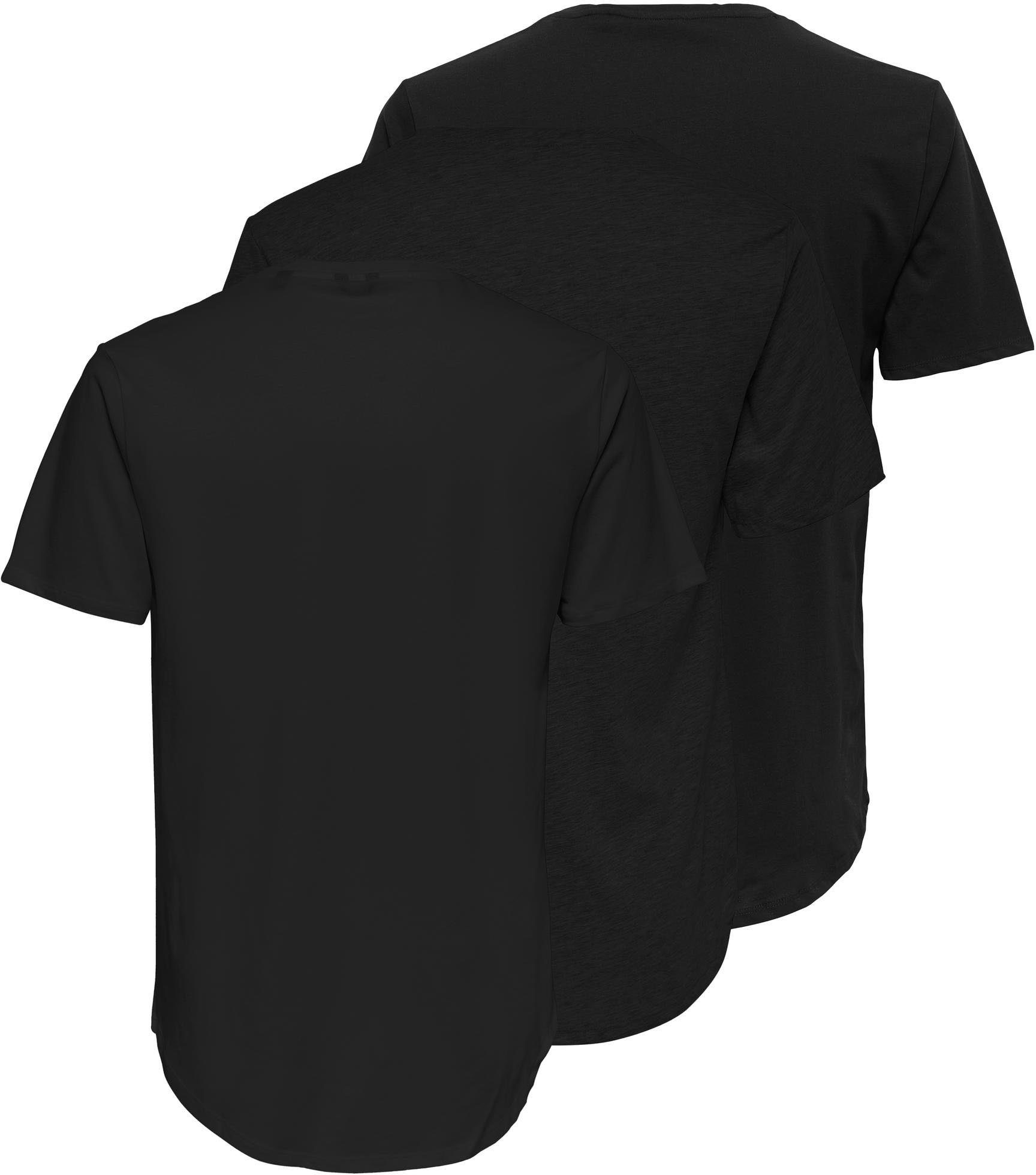 3er-Pack) (Packung, ONLY T-Shirt SS schwarz TEE ONSMATT LONGY 3-PACK SONS &