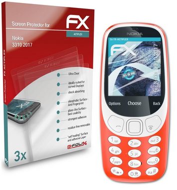 atFoliX Schutzfolie Displayschutzfolie für Nokia 3310 2017, (3 Folien), Ultraklar und flexibel