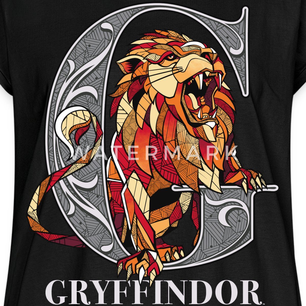 Spreadshirt T-Shirt Harry Potter Gryffindor Gold monochrom Damen Casual Relaxed T-Shirt (1-tlg)