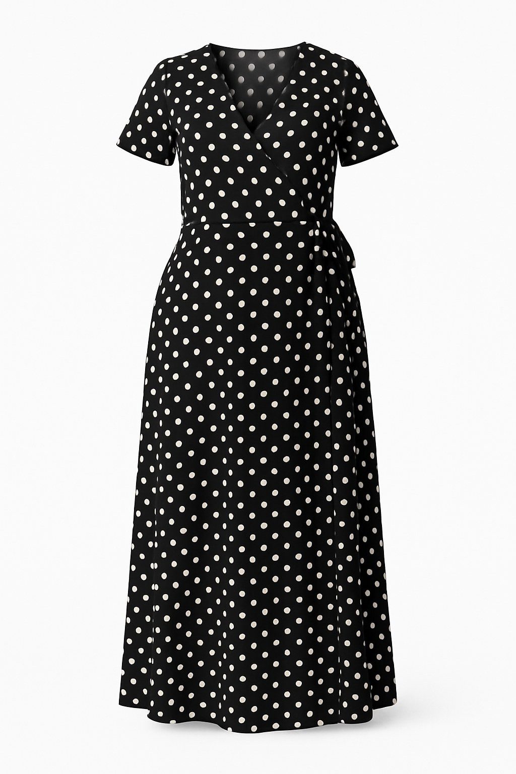 Shape of You Minikleid Langes Kleid mit Polka-Dots und Gürtel