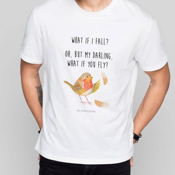 Mr. & Mrs. Panda T-Shirt Rotkehlchen mit Federn - Weiß - Geschenk, Lustiges T-Shirt, Tshirt, g (1-tlg)