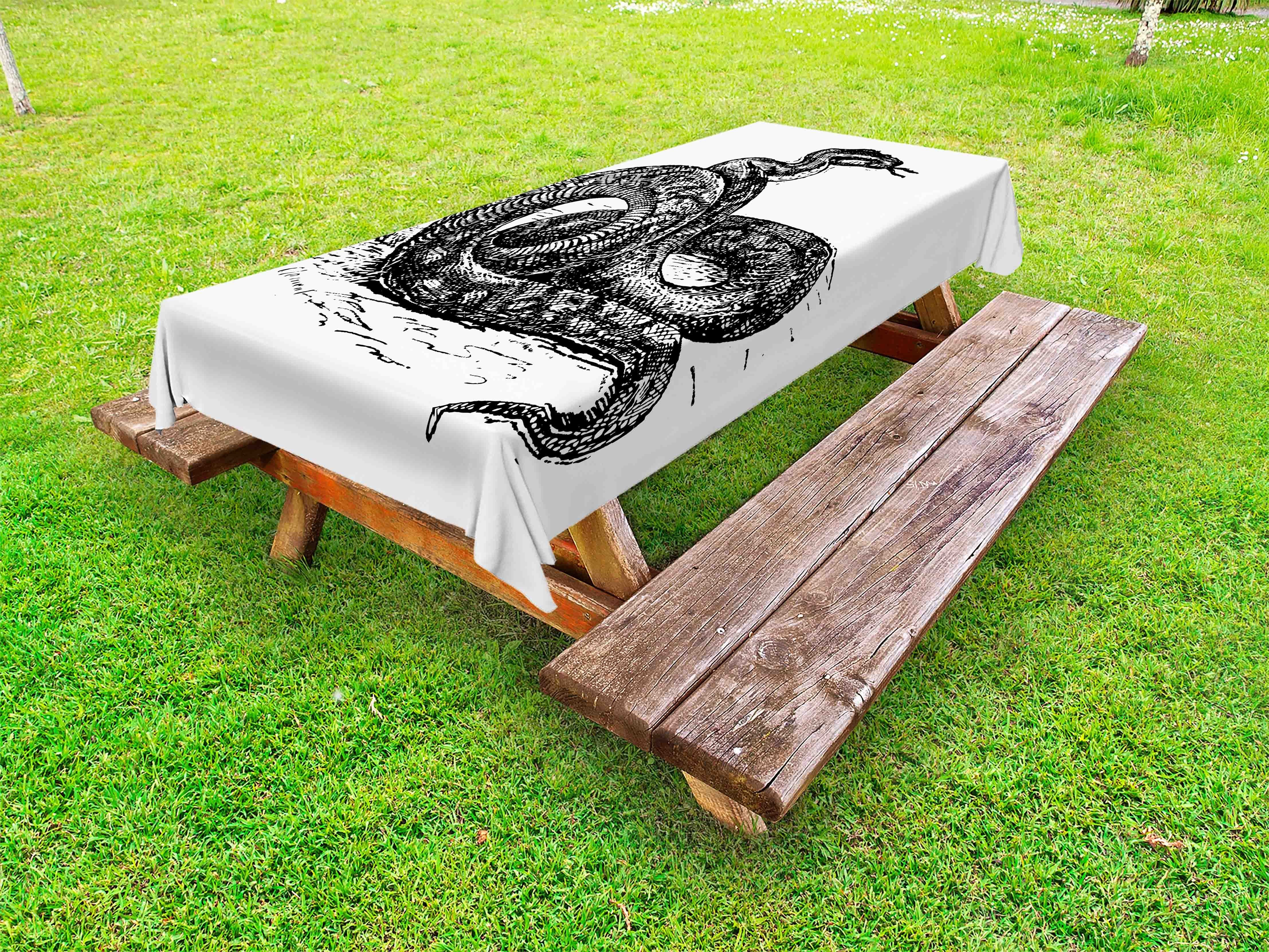 Abakuhaus Tischdecke dekorative waschbare Picknick-Tischdecke, Skizze-Kunst Gravierte Python-Schlange